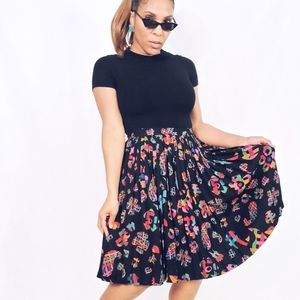 Abstract Pleated Skirt